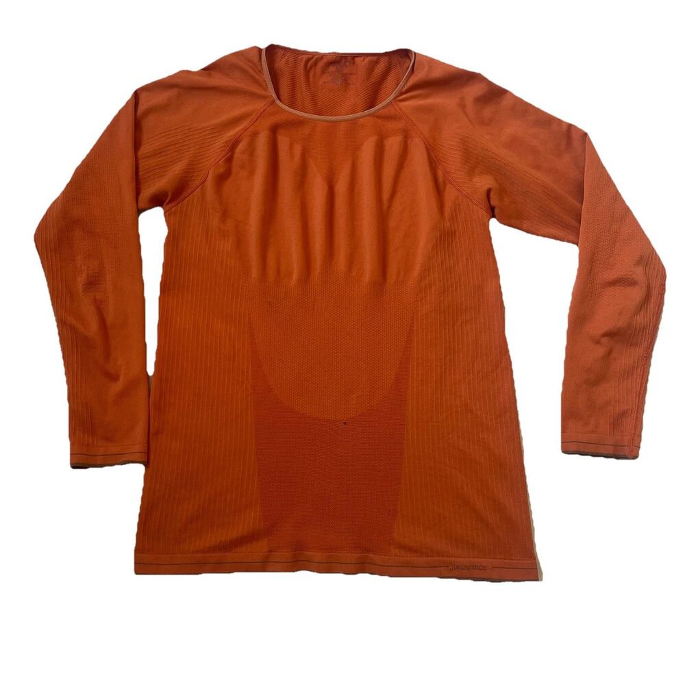VTG PATAGONIA Capilene Womens M? Orange Long Sleeve Performance Baselayer Active